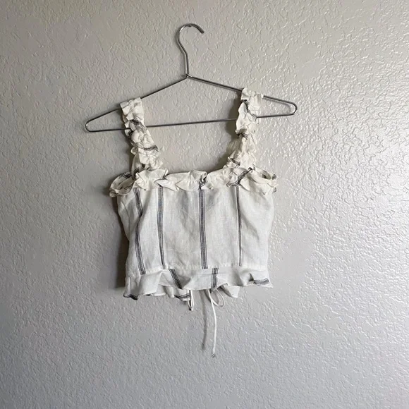 REFORMATION | 100% Linen Striped Crop Top - Picture 3 of 8